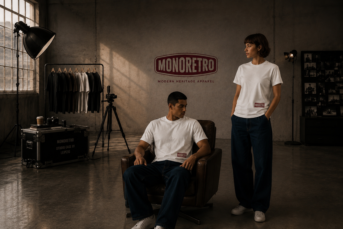 MONORETRO Signature No. 7 Heritage Tube Knit T-Shirt — Signature collection, alternative studio image