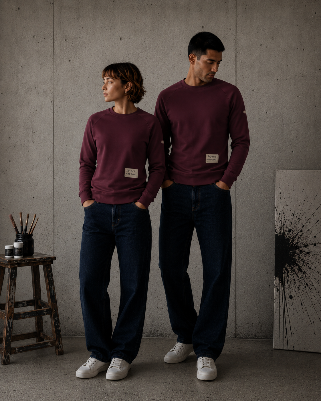 Object Series Maroon 018 Heritage Raglan Sweatshirt — MONORETRO Object Series collection.