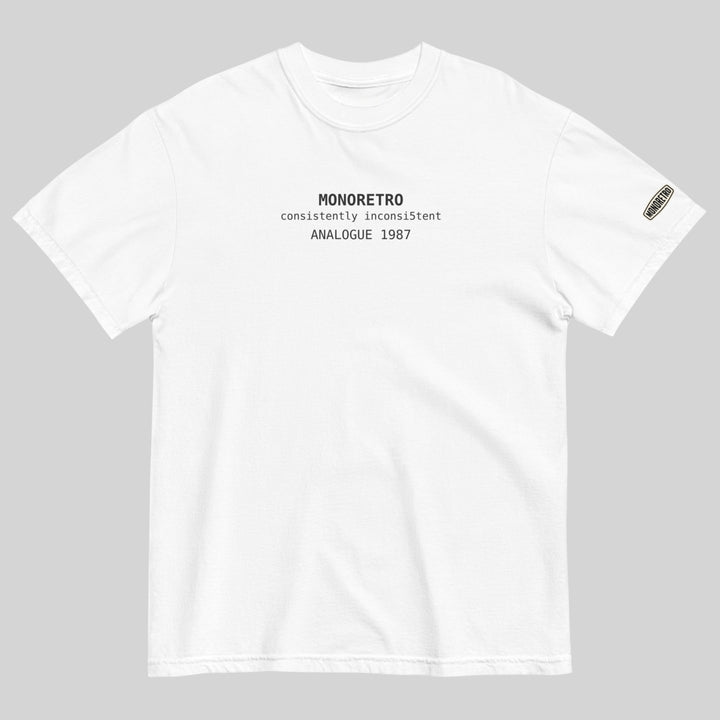 Consistently Inconsi5tent Heritage Tube Knit T-Shirt — MONORETRO Unfiltered collection.