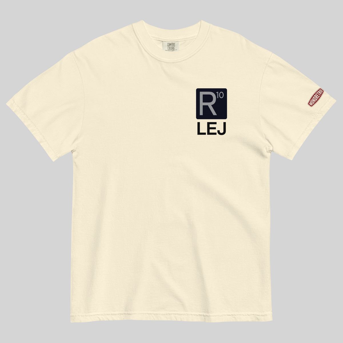 MONORETRO R10 LEJ Heritage Tube Knit T-Shirt in ivory — front view