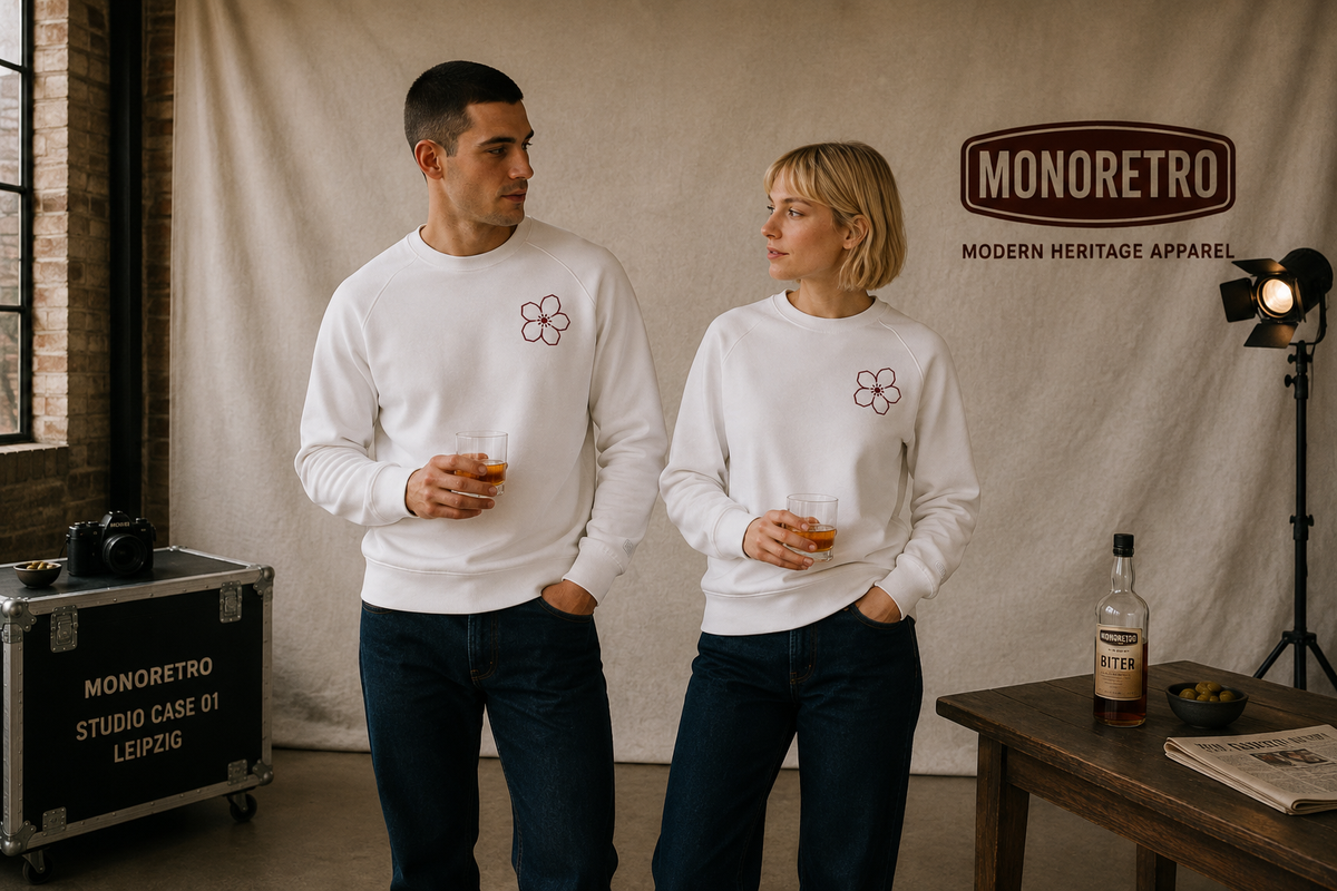 MONORETRO Signature No. 9 Heritage Raglan Sweatshirt — Signature collection, alternative studio image