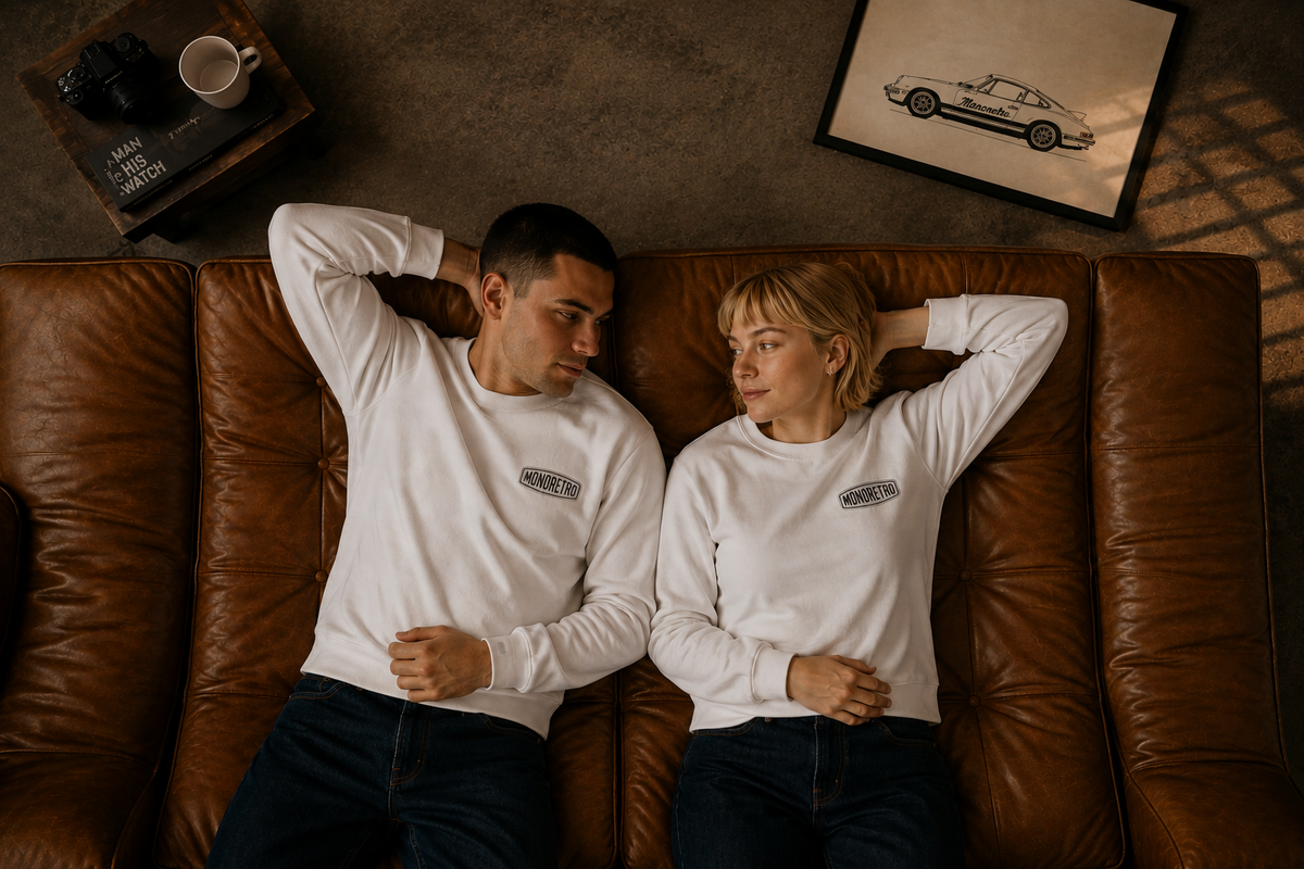 MONORETRO Signature No. 3 Heritage Raglan Sweatshirt in black — Signature collection, alternative studio image