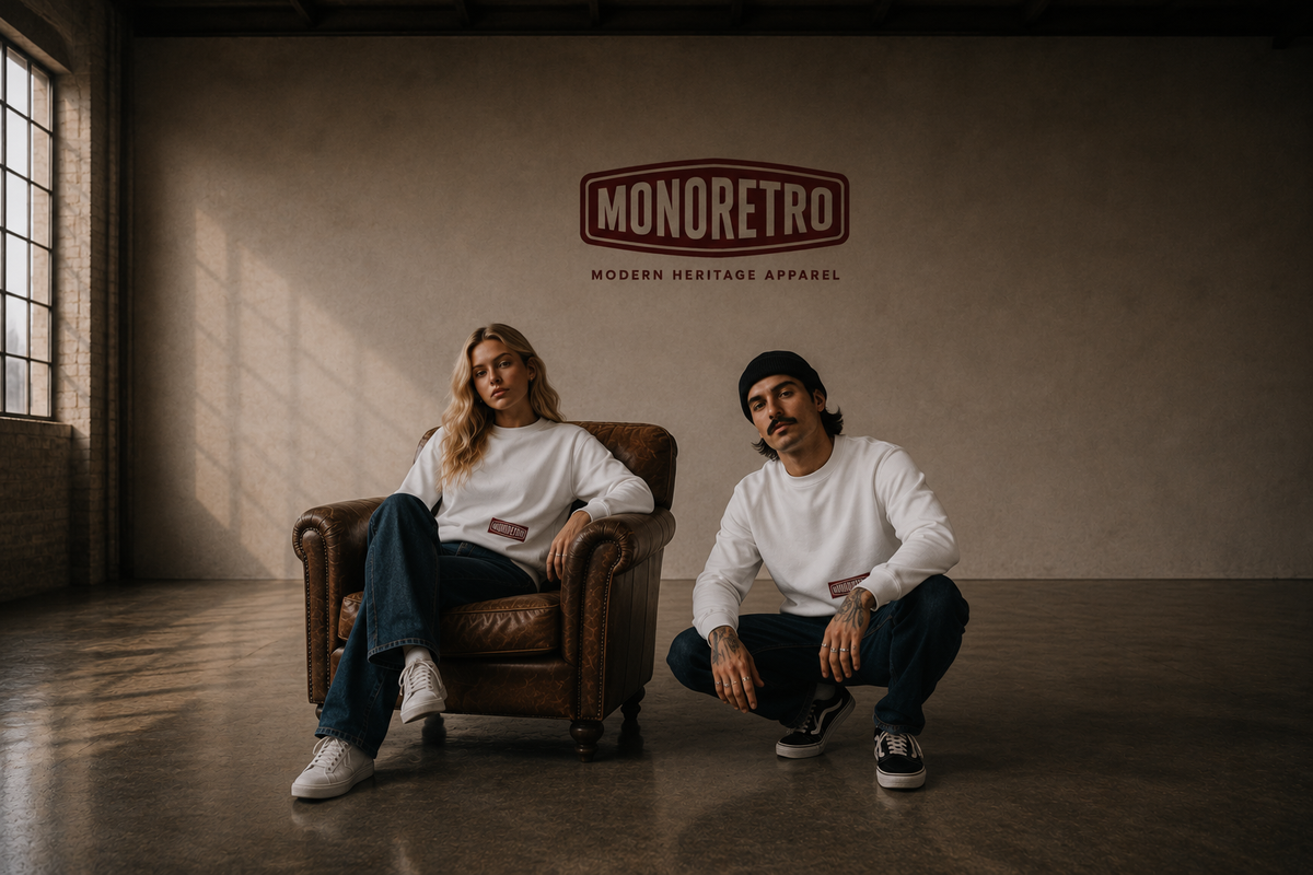 MONORETRO Signature No. 7 Heritage Heavyweight Sweatshirt — Signature collection, alternative studio image