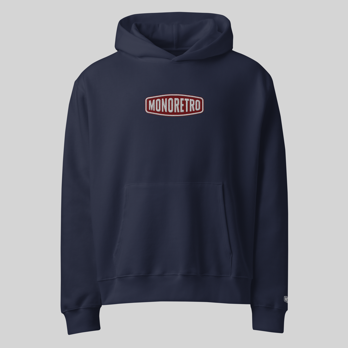 MONORETRO Signature No. 2 Heavyweight Hoodie in navy — front view