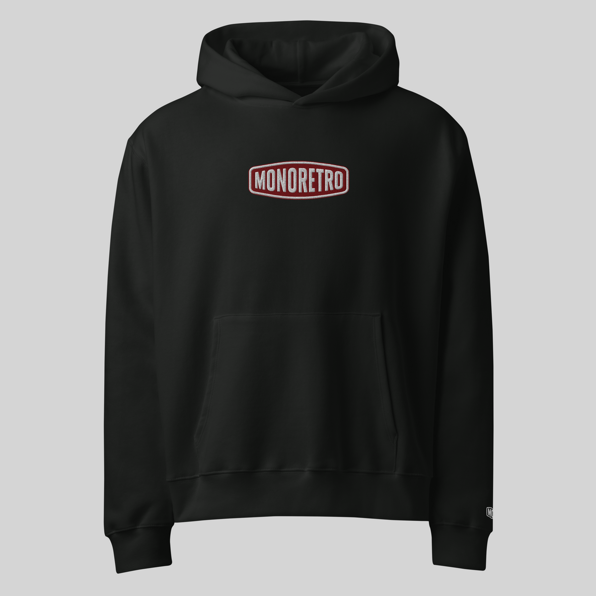 MONORETRO Signature No. 2 Heavyweight Hoodie in black — front view
