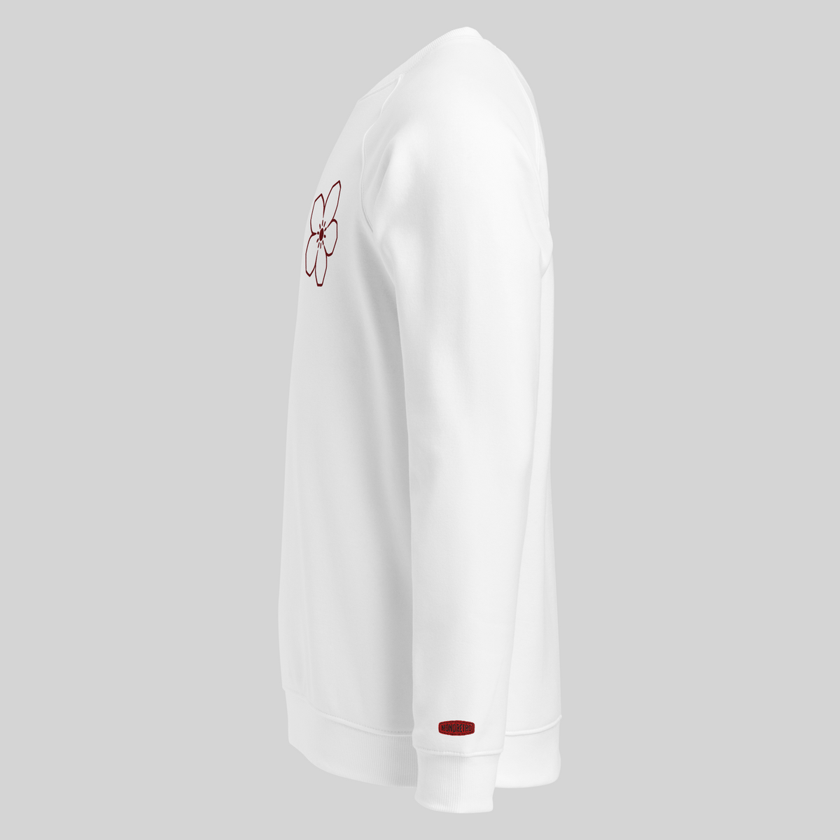 MONORETRO Signature No. 9 Heritage Raglan Sweatshirt in white — left side view